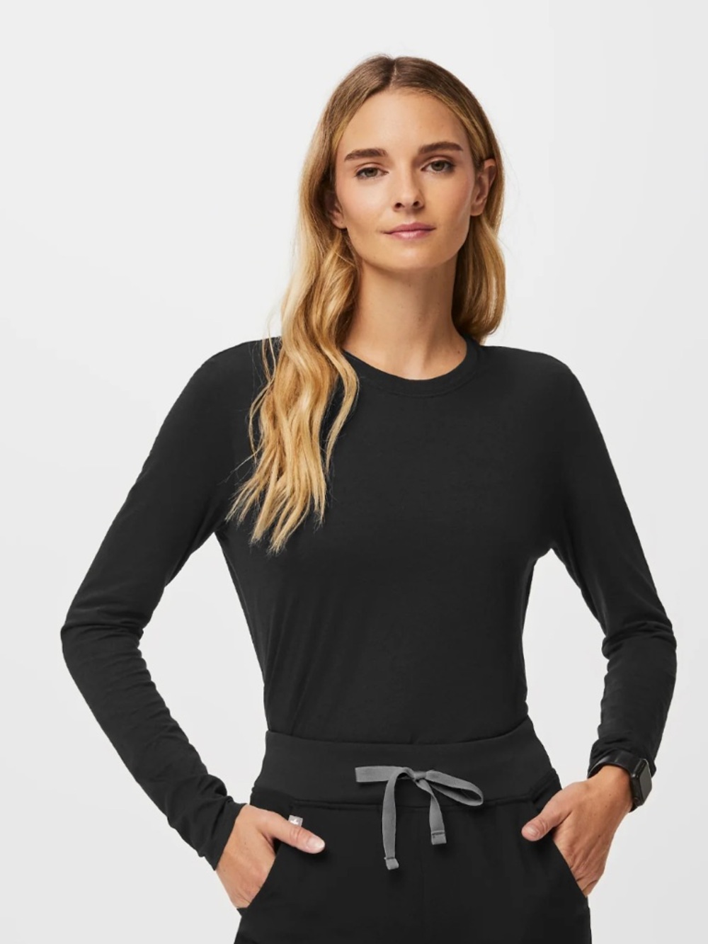Figs Women’s Black Supersoft — Longsleeve Underscrub